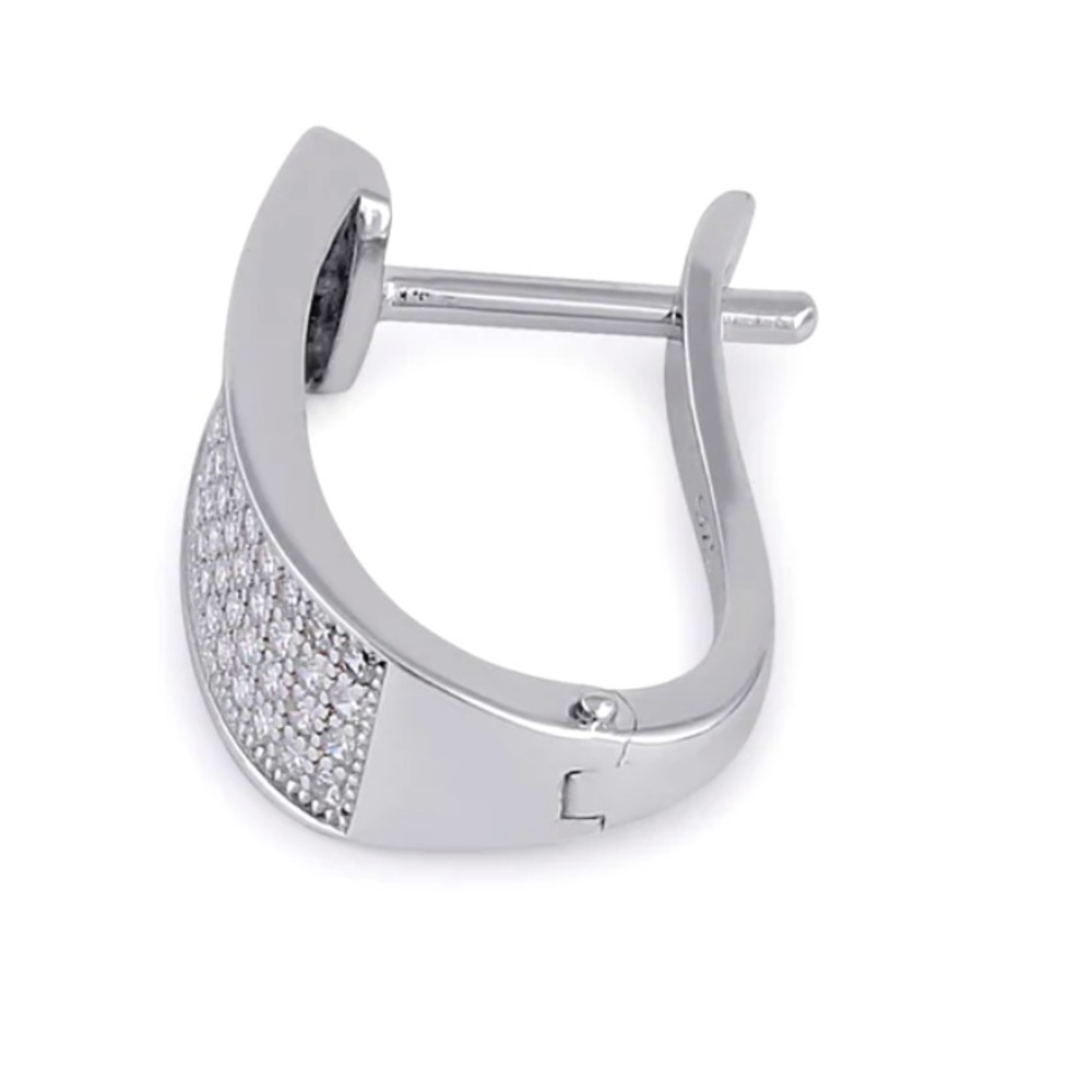 Pure Sterling Silver 925 Clear zirconia Hoop Earrings exclusive European